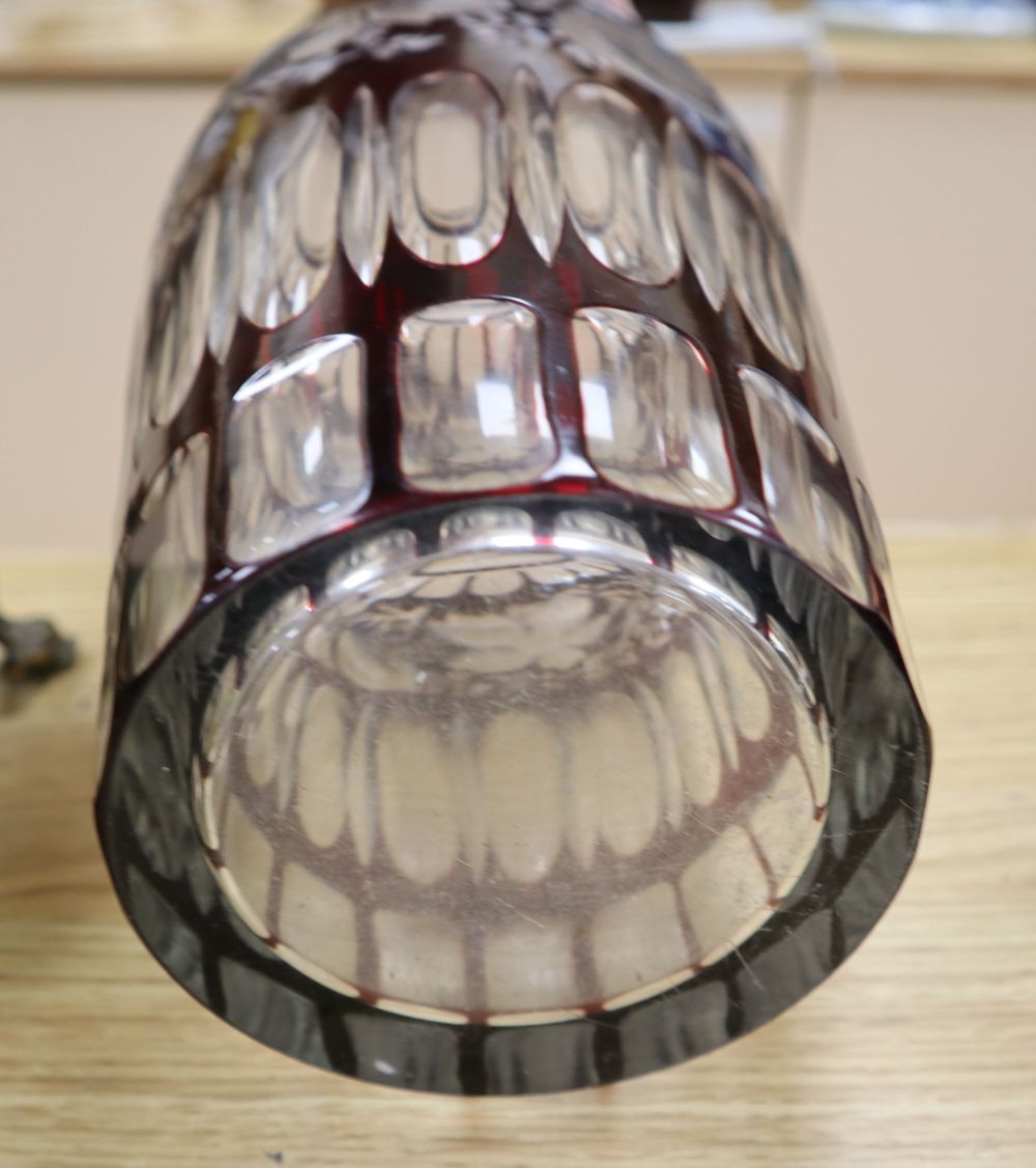 A Bohemian ruby overlaid glass vase, height 32cm